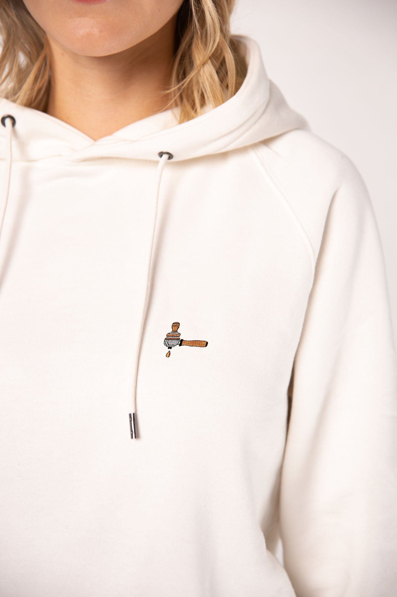 Siebträger & Tamper | Bestickter Organic Bio Baumwoll Frauen Hoodie