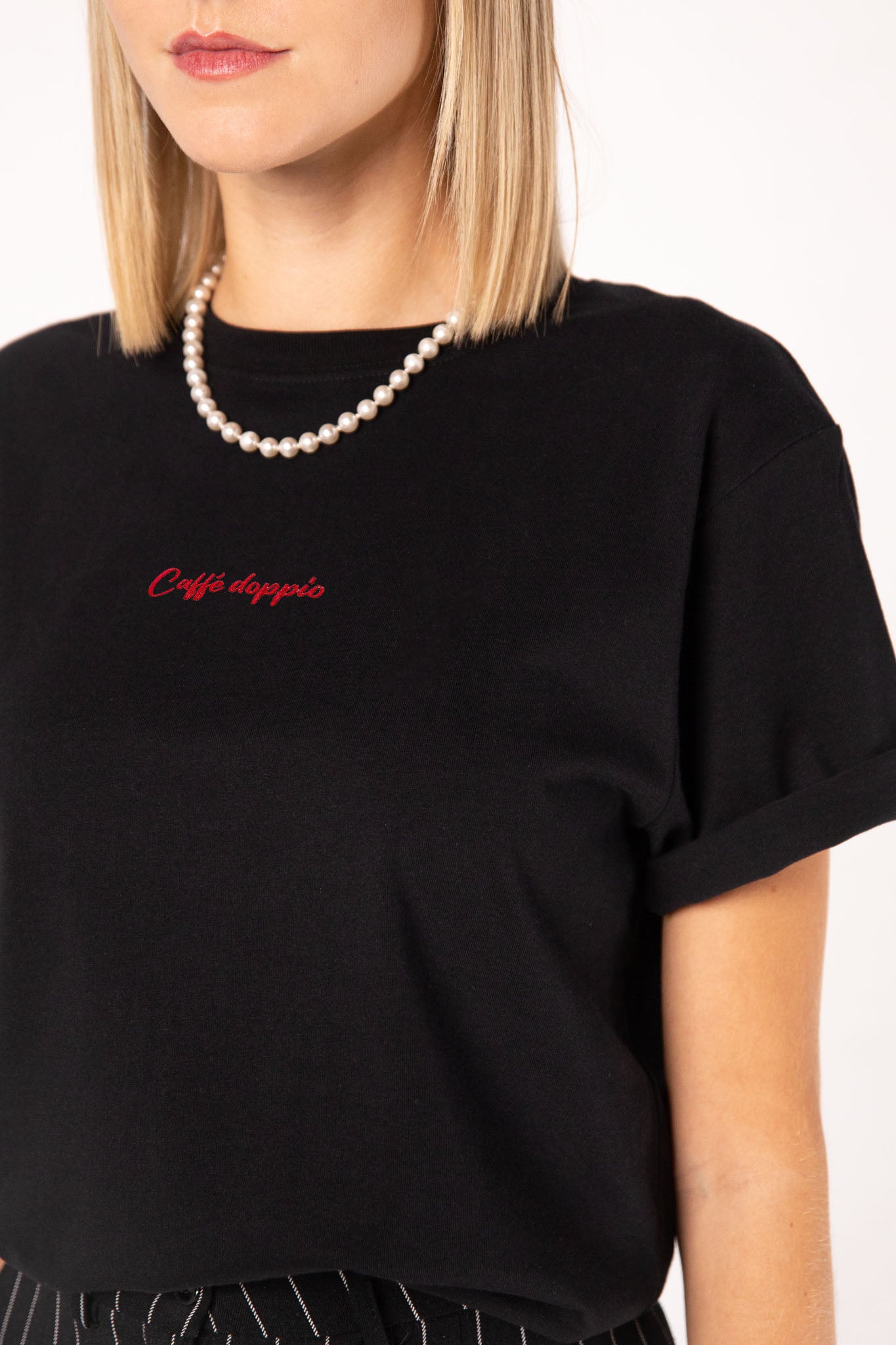 Caffé doppio | Besticktes Bio Baumwoll Damen T-Shirt
