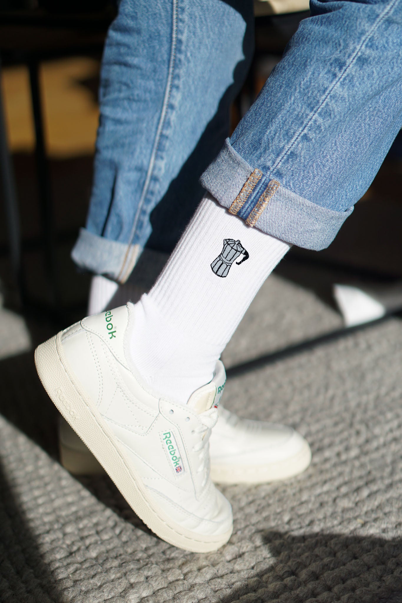 Espressokocher | Bestickte Bio Baumwoll Socken