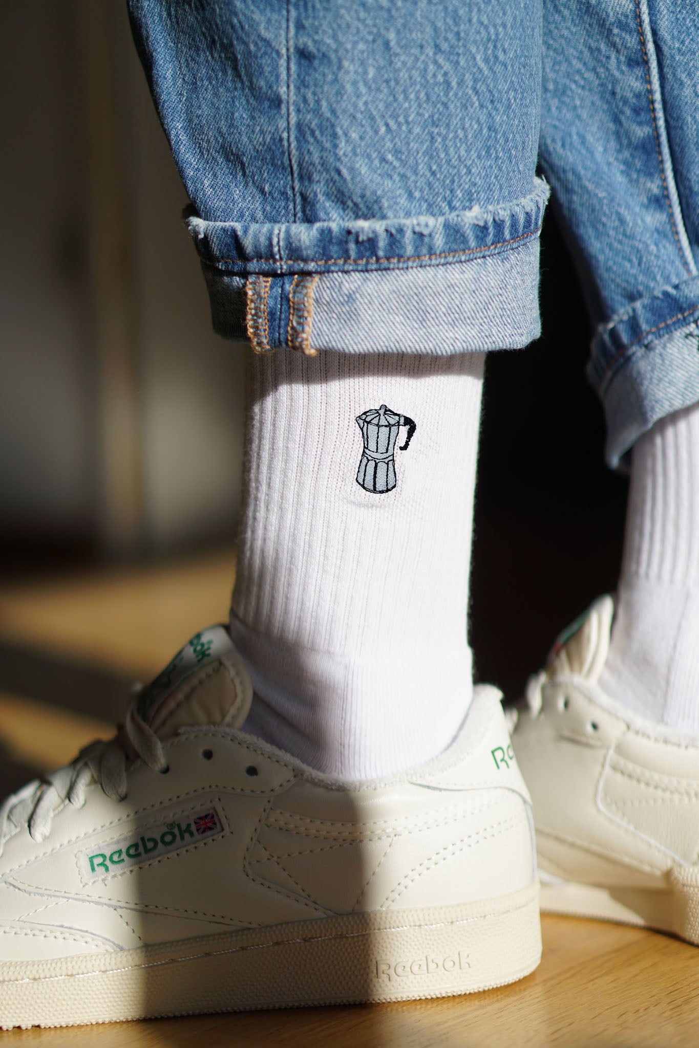 Espressokocher | Bestickte Bio Baumwoll Socken