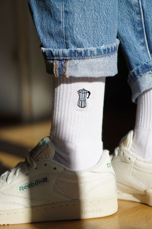 Espressokocher | Bestickte Bio Baumwoll Socken