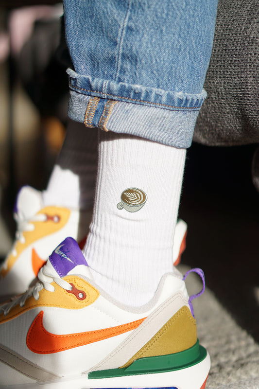 Flat White | Bestickte Bio Baumwoll Socken