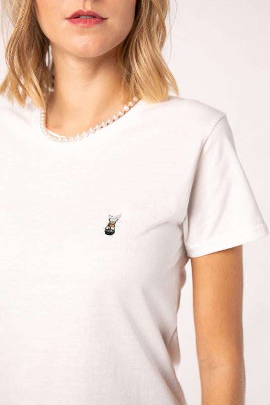 Sophisticated filter | Besticktes Organic Bio Baumwoll Frauen T-Shirt
