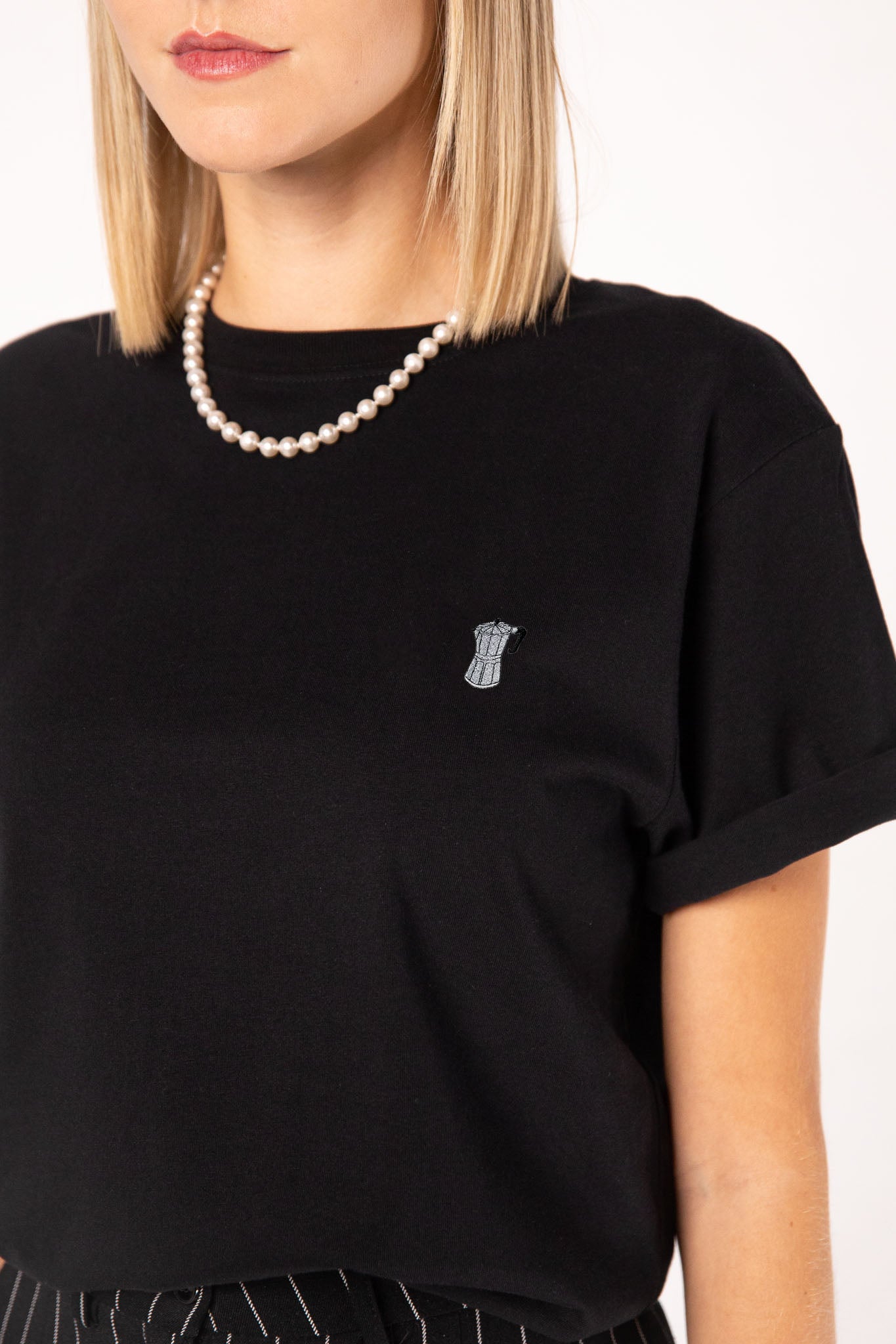 Espressokocher | Besticktes Bio-Baumwoll Frauen T-Shirt