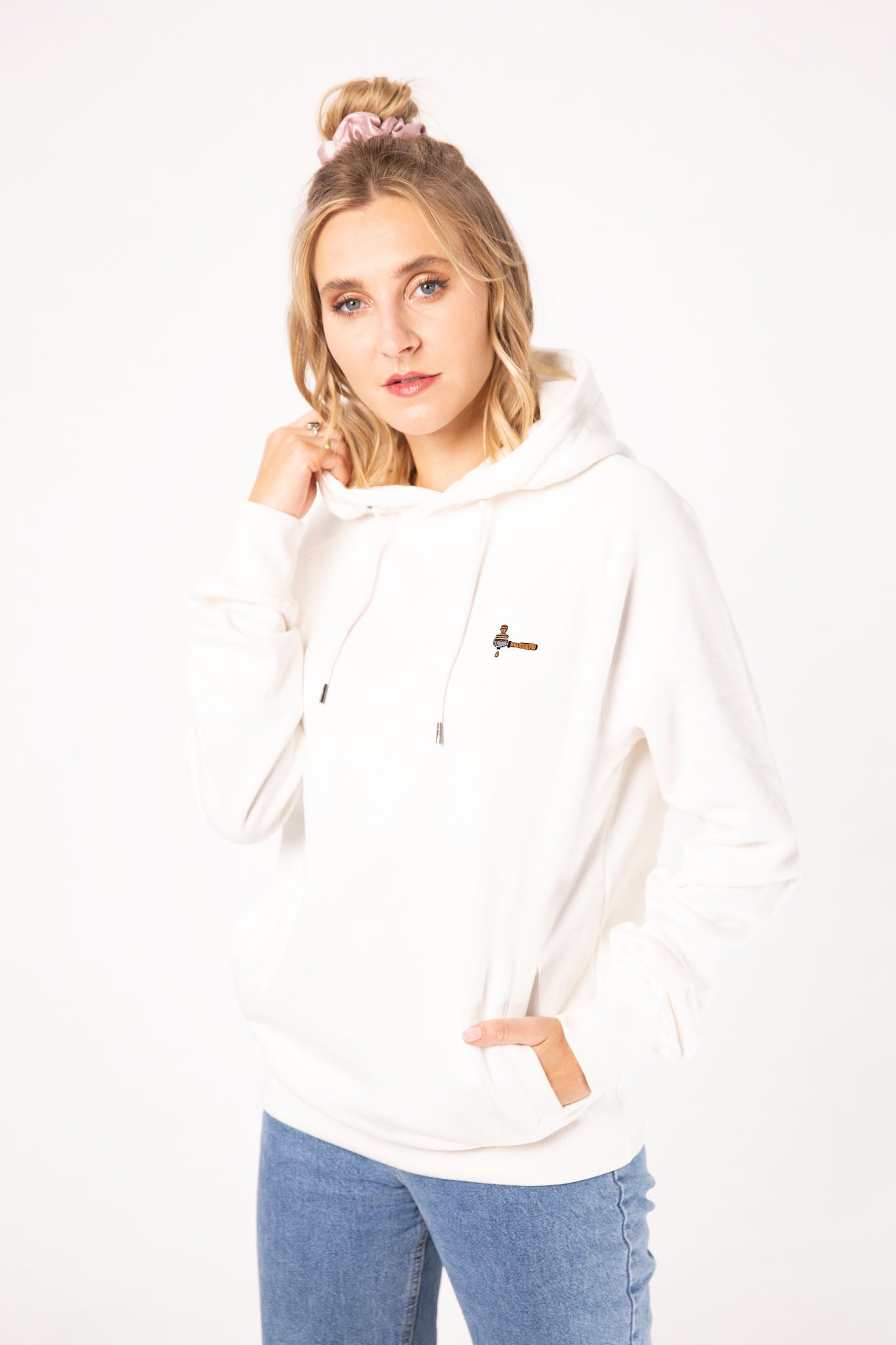 Siebträger & Tamper | Bestickter Organic Bio Baumwoll Frauen Hoodie