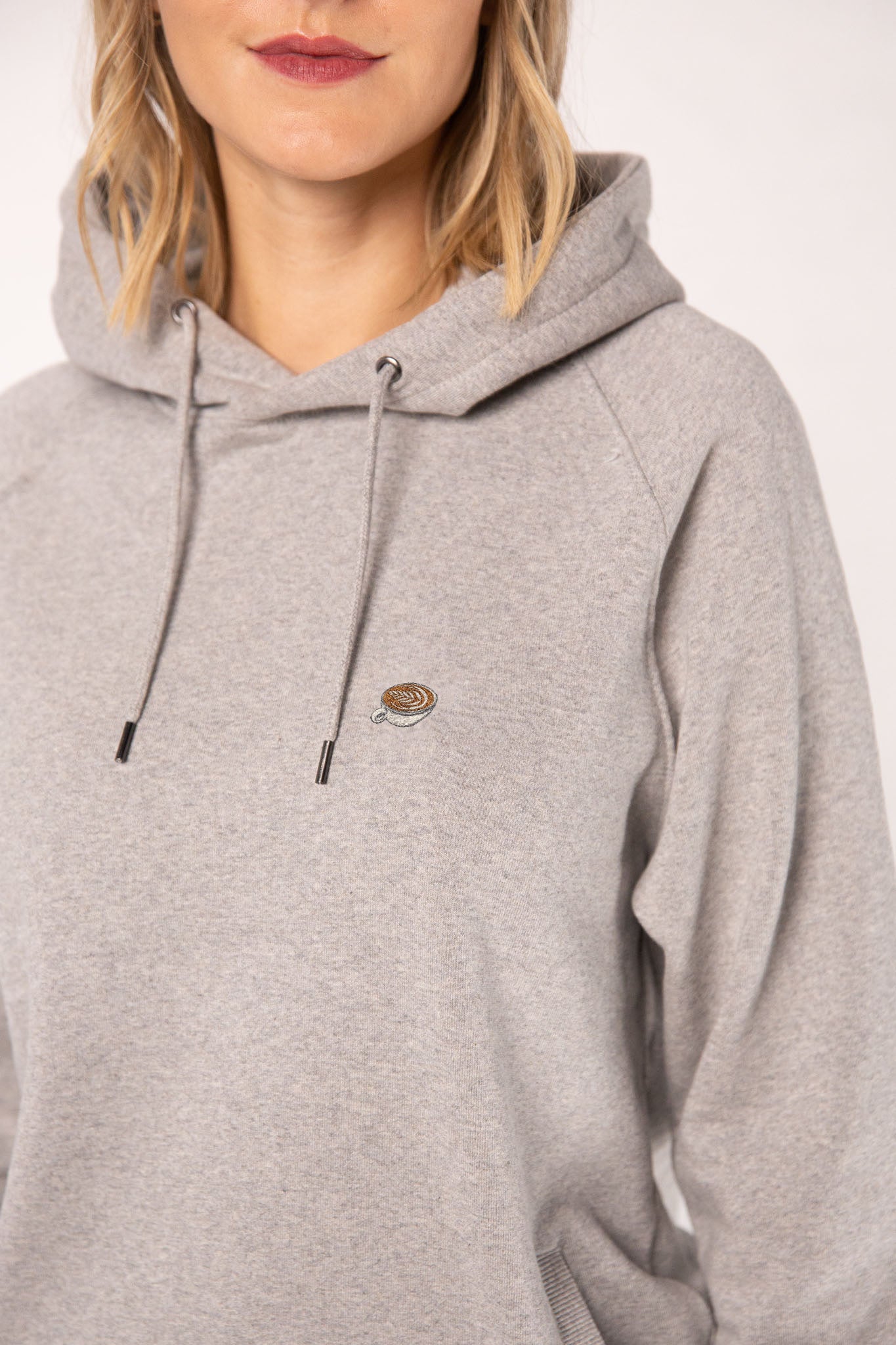 Flat White | Bestickter Organic Bio Baumwoll Frauen Hoodie