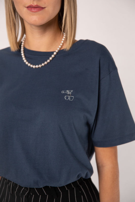 Due Caffè | Besticktes Oversized Bio Baumwoll-T-Shirt