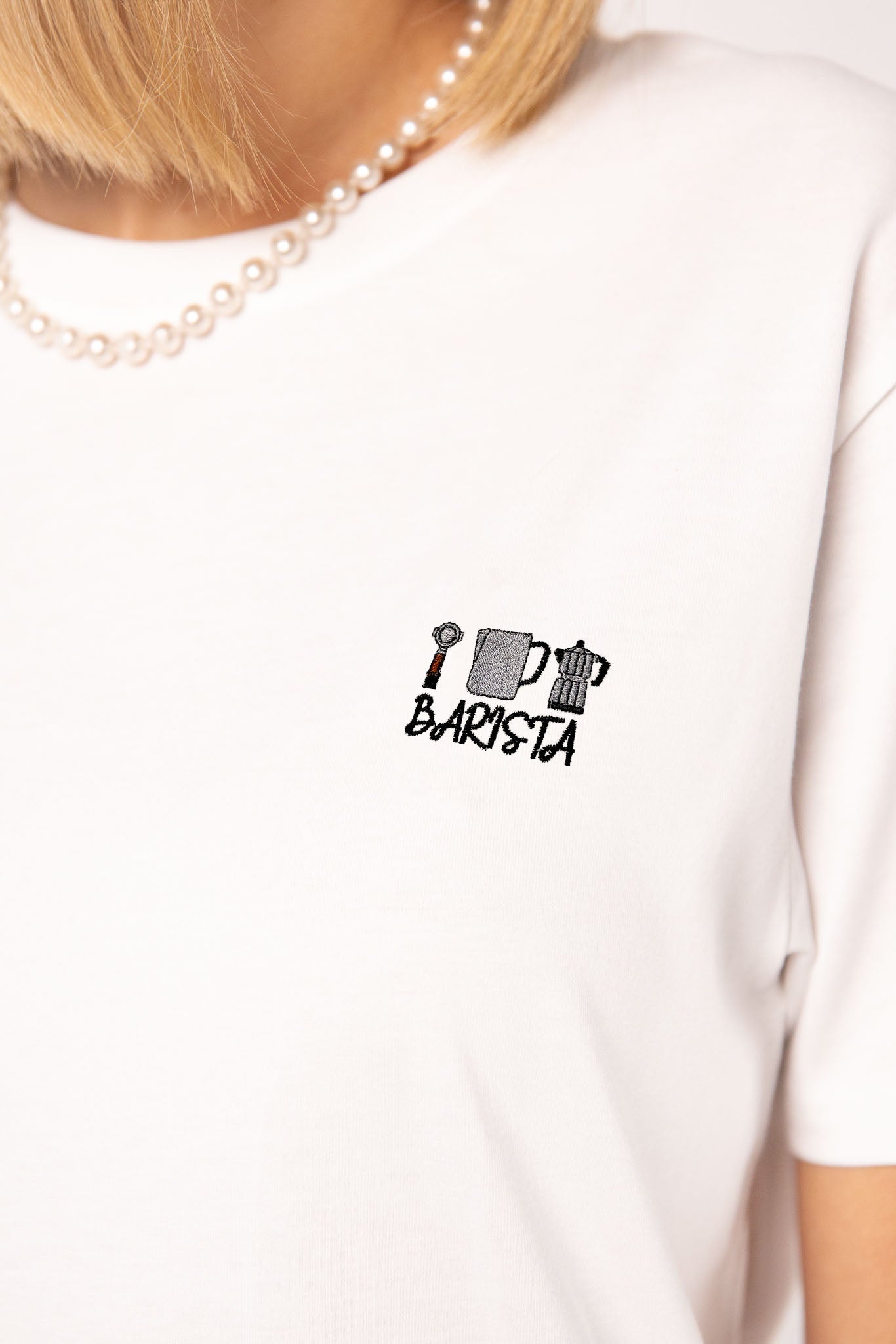 Barista Set | Besticktes Frauen Oversized Organic Bio Baumwoll-T-Shirt