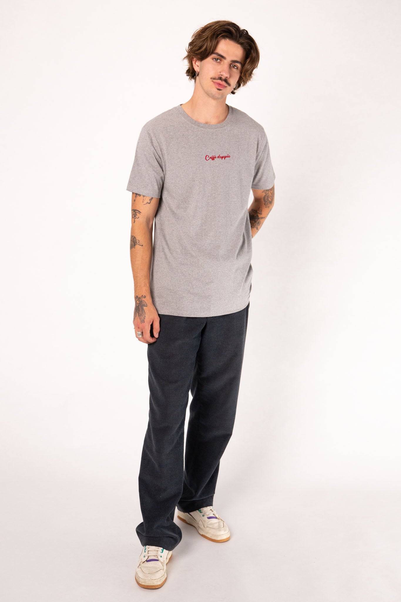 Caffé doppio | Besticktes Bio Baumwoll Männer T-Shirt