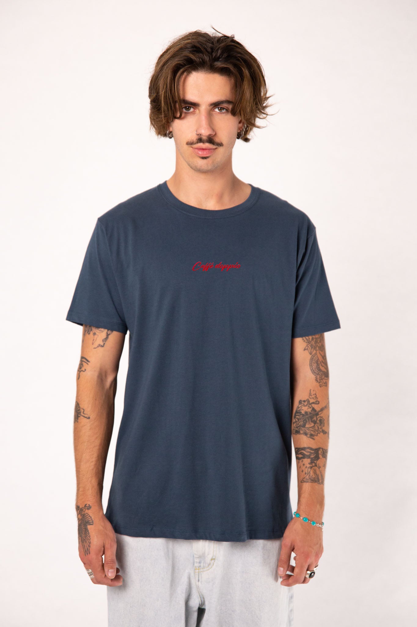 Caffé doppio | Besticktes Bio Baumwoll Männer T-Shirt