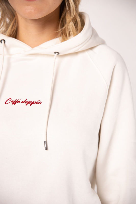 Caffé doppio | Bestickter Frauen Bio Baumwoll Hoodie