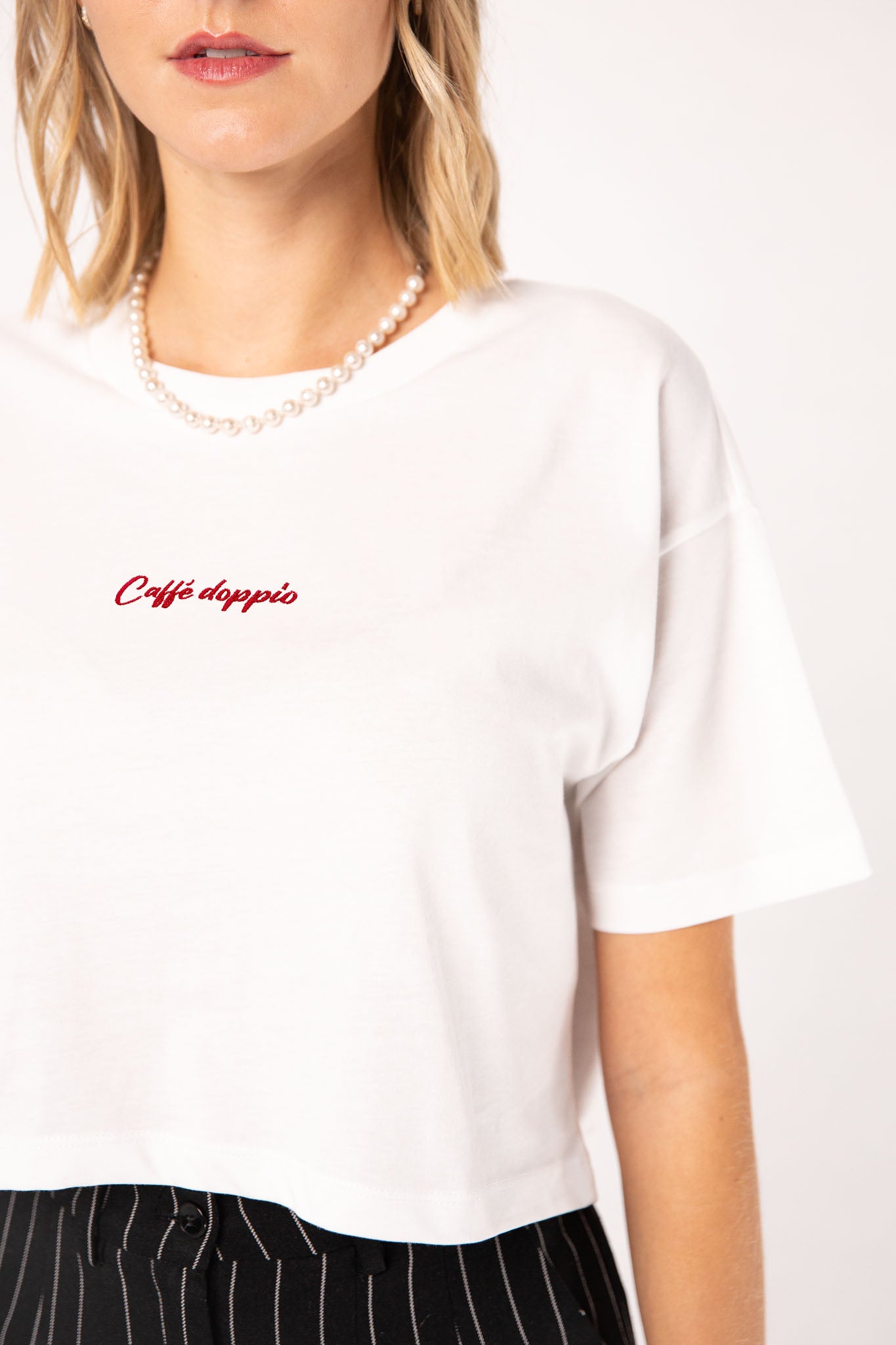 Caffé doppio | Besticktes Bio Crop Top