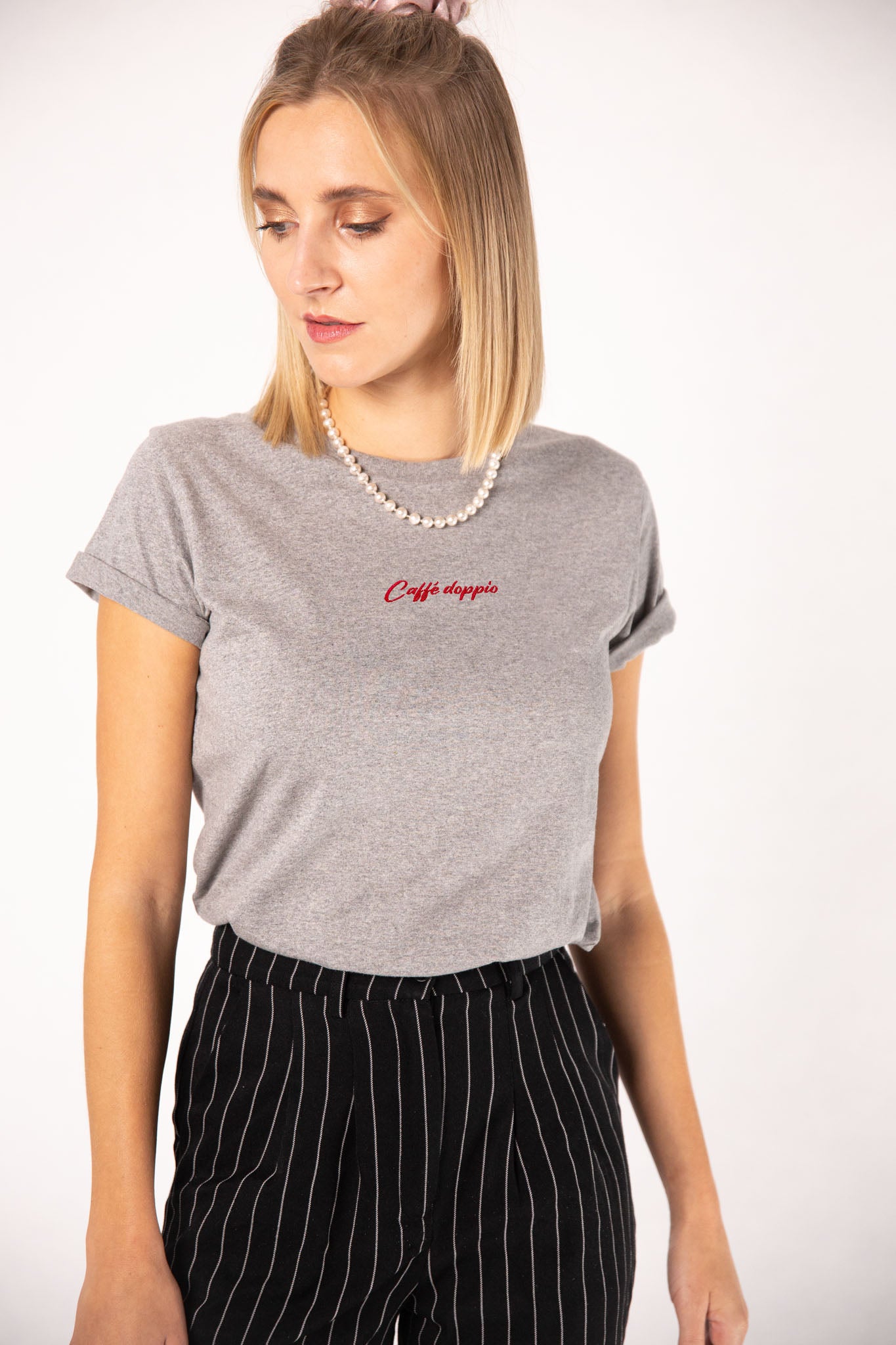 Caffé doppio | Besticktes Bio Baumwoll Damen T-Shirt