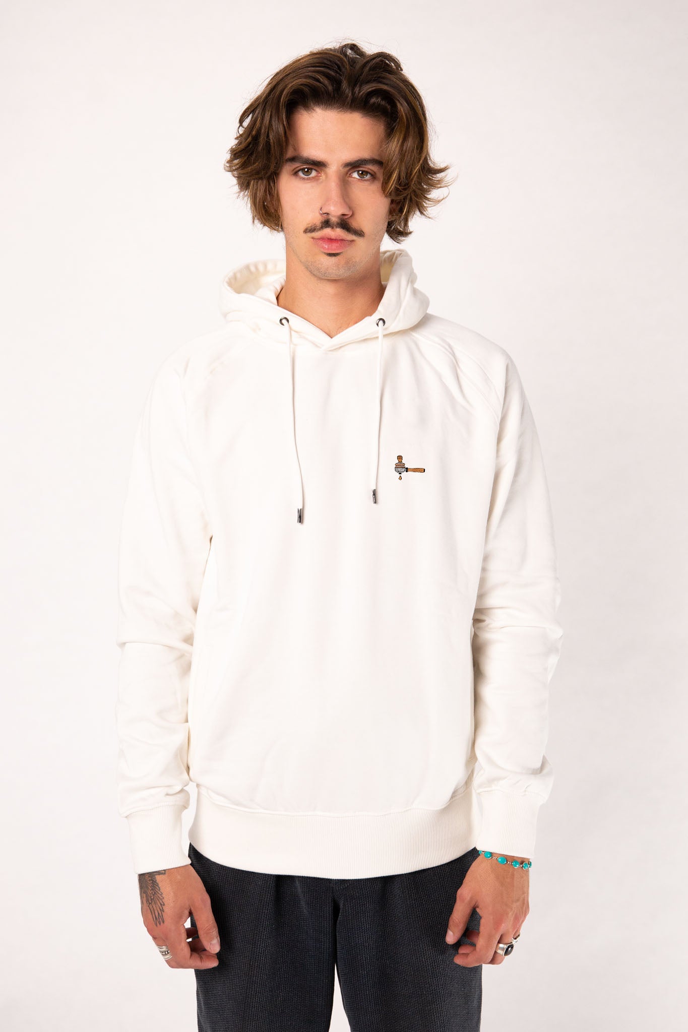 Siebträger & Tamper | Bestickter Organic Bio Baumwoll Männer Hoodie