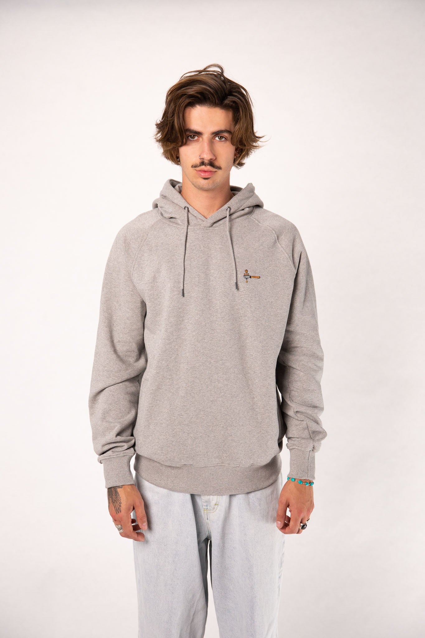 Siebträger & Tamper | Bestickter Organic Bio Baumwoll Männer Hoodie