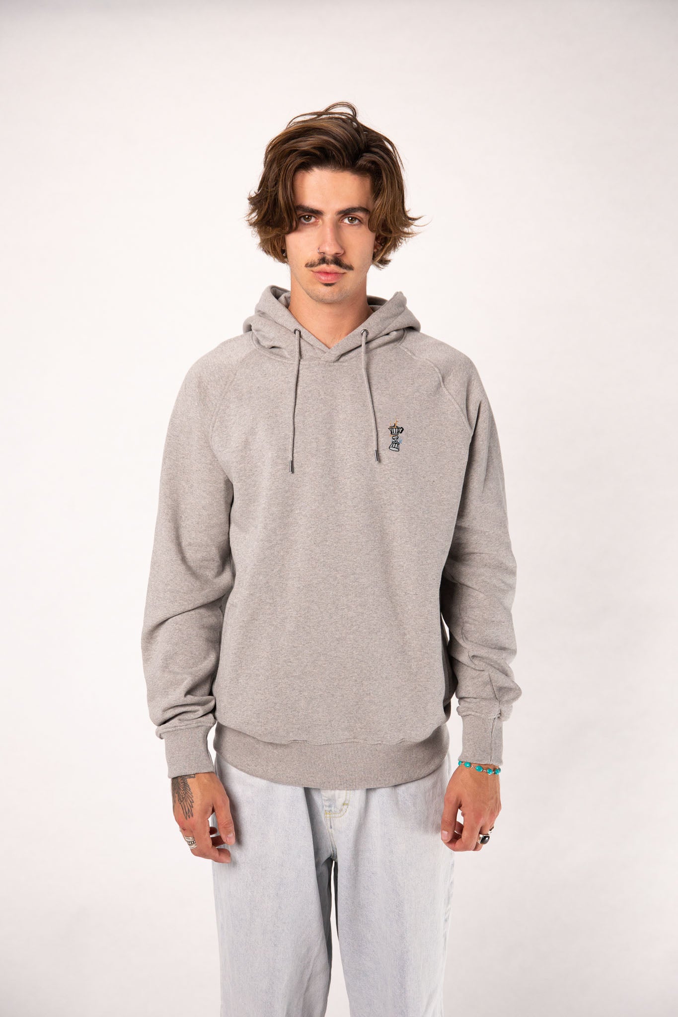 Espressokocher Boom | Bestickter Bio Baumwoll Männer Hoodie