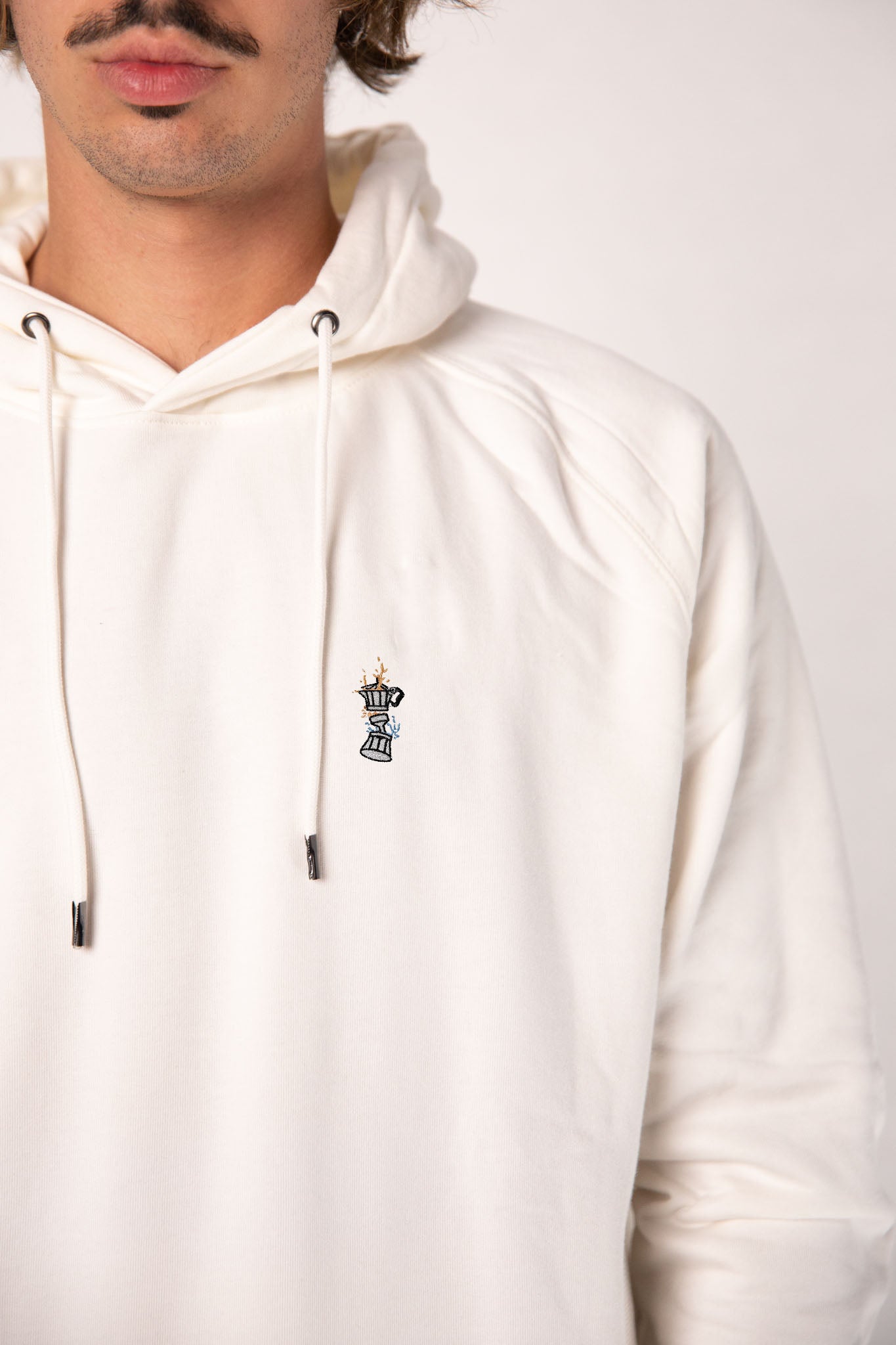 Espressokocher Boom | Bestickter Bio Baumwoll Männer Hoodie
