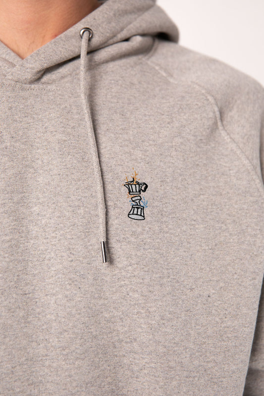Espressokocher Boom | Bestickter Bio Baumwoll Männer Hoodie