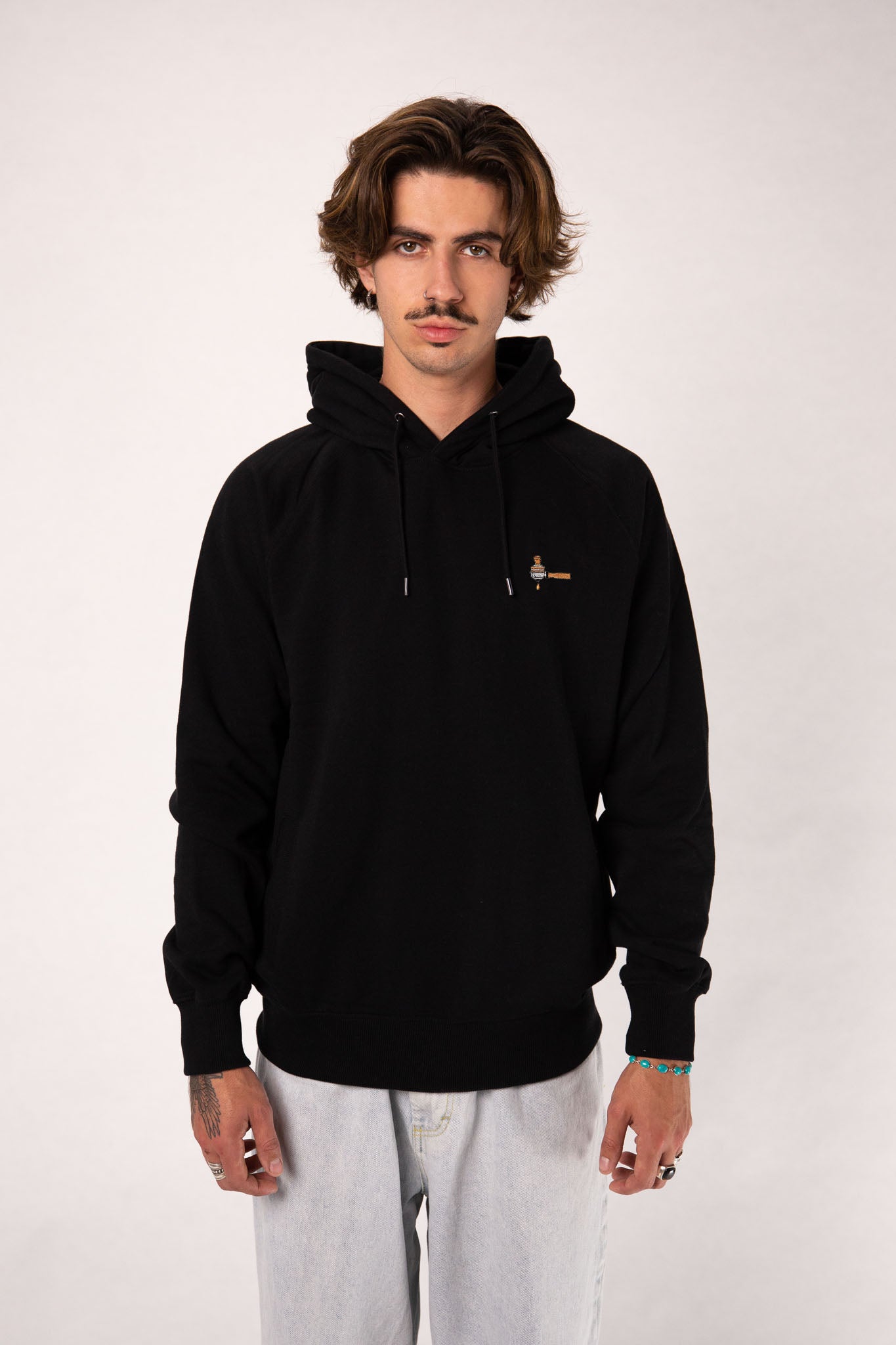 Siebträger & Tamper | Bestickter Organic Bio Baumwoll Männer Hoodie