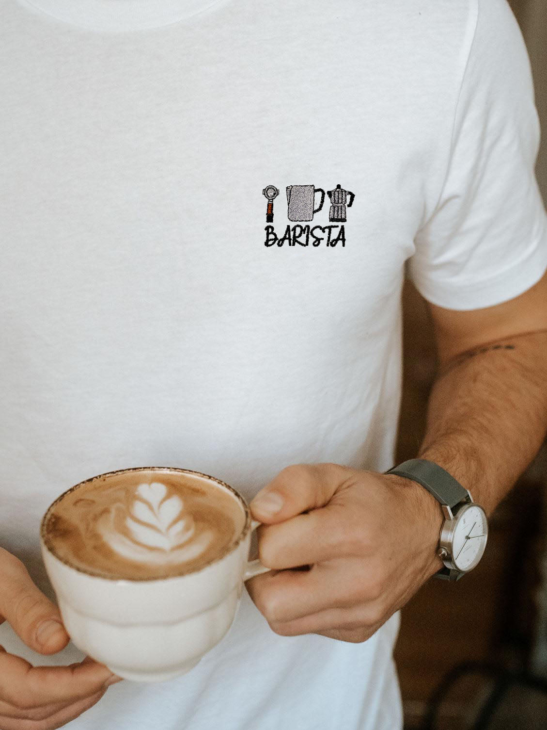 Barista Set | Besticktes Organic Bio Baumwoll Männer T-Shirt